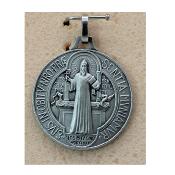 MEDAILLE ST BENOIT 30 MM ARGENTE